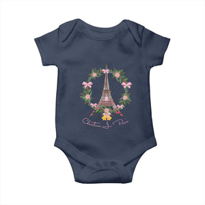 Joyeux Noel Eiffel Tower Christmas In Paris Baby Onesie TS09 Navy Print Your Wear