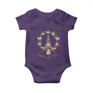 Joyeux Noel Eiffel Tower Christmas In Paris Baby Onesie TS09 Purple Print Your Wear