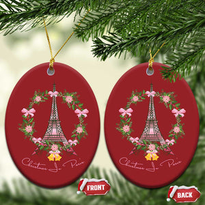 Joyeux Noel Eiffel Tower Christmas In Paris Christmas Ornament TS09 Oval Red Print Your Wear