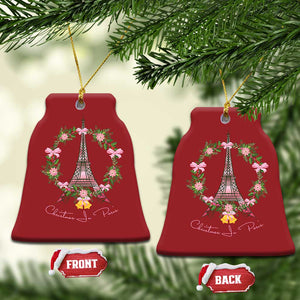 Joyeux Noel Eiffel Tower Christmas In Paris Christmas Ornament TS09 Bell Flake Red Print Your Wear