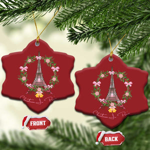 Joyeux Noel Eiffel Tower Christmas In Paris Christmas Ornament TS09 Snow Flake Red Print Your Wear