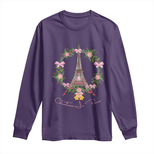 Joyeux Noel Eiffel Tower Christmas In Paris Long Sleeve Shirt TS09 Purple Print Your Wear