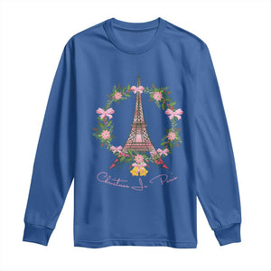 Joyeux Noel Eiffel Tower Christmas In Paris Long Sleeve Shirt TS09 Royal Blue Print Your Wear