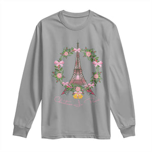 Joyeux Noel Eiffel Tower Christmas In Paris Long Sleeve Shirt TS09 Sport Gray Print Your Wear