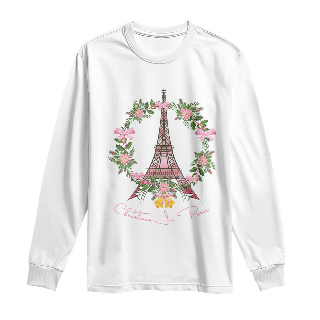 Joyeux Noel Eiffel Tower Christmas In Paris Long Sleeve Shirt TS09 White Print Your Wear