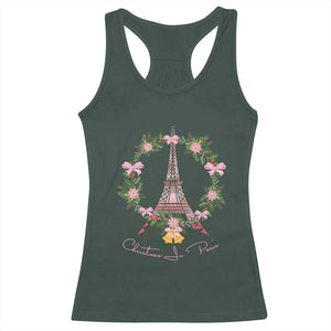 Joyeux Noel Eiffel Tower Christmas In Paris Racerback Tank Top TS09 Dark Forest Green Print Your Wear