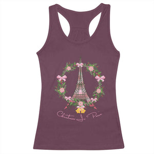 Joyeux Noel Eiffel Tower Christmas In Paris Racerback Tank Top TS09 Maroon Print Your Wear