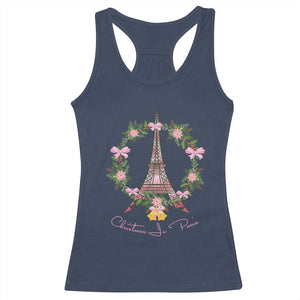 Joyeux Noel Eiffel Tower Christmas In Paris Racerback Tank Top TS09 Navy Print Your Wear