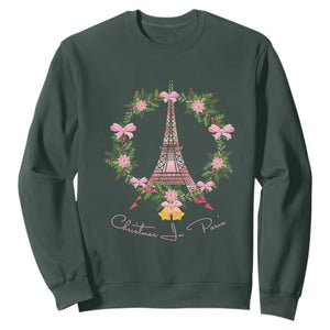 Joyeux Noel Eiffel Tower Christmas In Paris Sweatshirt TS09 Dark Forest Green Print Your Wear