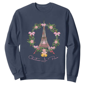 Joyeux Noel Eiffel Tower Christmas In Paris Sweatshirt TS09 Navy Print Your Wear