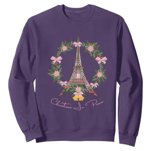 Joyeux Noel Eiffel Tower Christmas In Paris Sweatshirt TS09 Purple Print Your Wear