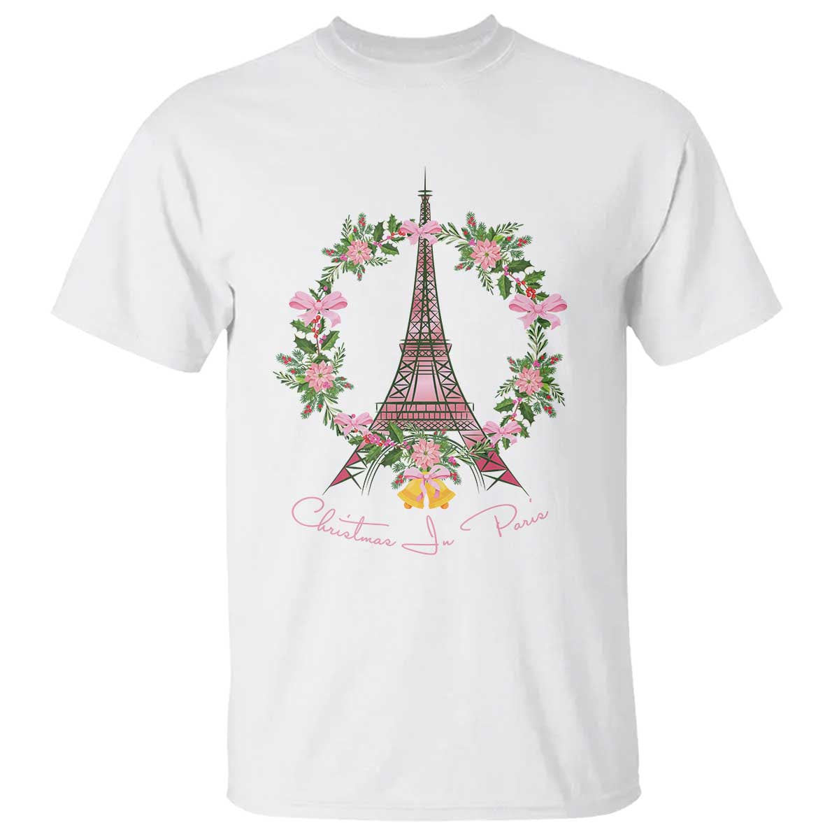 Joyeux Noel Eiffel Tower Christmas In Paris T Shirt TS09 White Print Your Wear