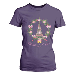 Joyeux Noel Eiffel Tower Christmas In Paris T Shirt For Women TS09 Purple Print Your Wear