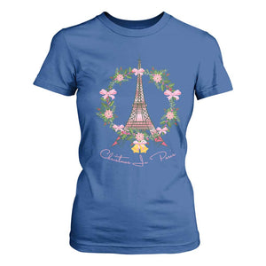 Joyeux Noel Eiffel Tower Christmas In Paris T Shirt For Women TS09 Royal Blue Print Your Wear