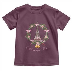 Joyeux Noel Eiffel Tower Christmas In Paris Toddler T Shirt TS09 Maroon Print Your Wear