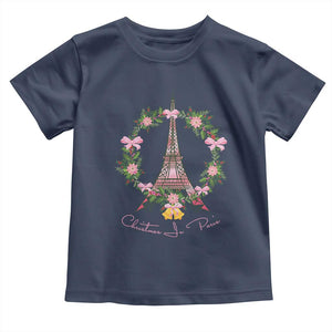 Joyeux Noel Eiffel Tower Christmas In Paris Toddler T Shirt TS09 Navy Print Your Wear