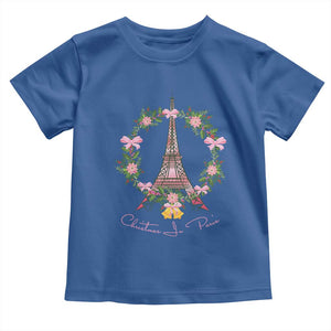 Joyeux Noel Eiffel Tower Christmas In Paris Toddler T Shirt TS09 Royal Blue Print Your Wear