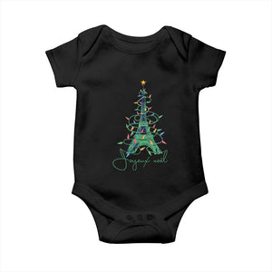 Joyeux Noel Eiffel Tower Christmas Tree Baby Onesie TS09 Black Print Your Wear