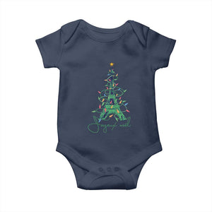 Joyeux Noel Eiffel Tower Christmas Tree Baby Onesie TS09 Navy Print Your Wear