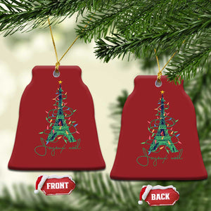 Eiffel Tower Christmas Tree Joyeux Noel Christmas Ornament TS09 Bell Flake Red Print Your Wear