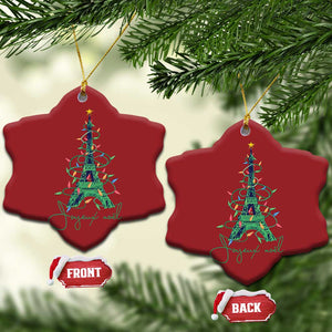 Eiffel Tower Christmas Tree Joyeux Noel Christmas Ornament TS09 Snow Flake Red Print Your Wear