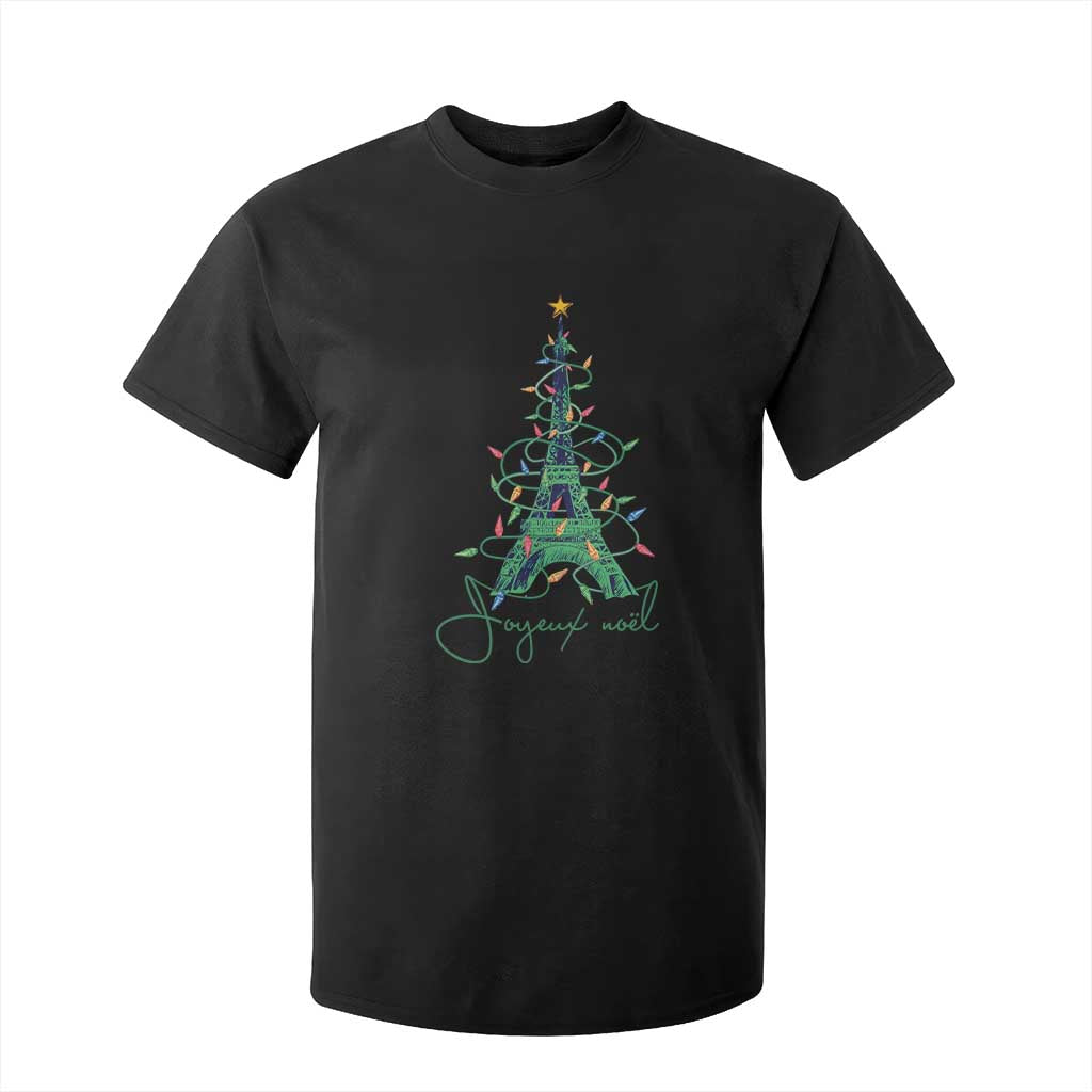 Joyeux Noel Eiffel Tower Christmas Tree T Shirt For Kid TS09 Black Print Your Wear