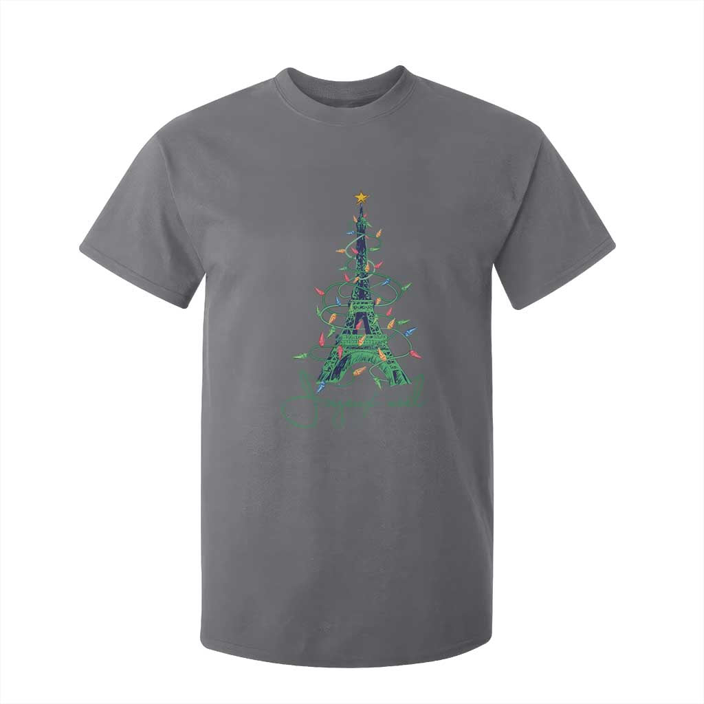 Joyeux Noel Eiffel Tower Christmas Tree T Shirt For Kid TS09 Charcoal Print Your Wear