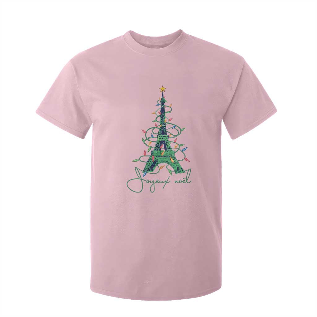 Joyeux Noel Eiffel Tower Christmas Tree T Shirt For Kid TS09 Light Pink Print Your Wear