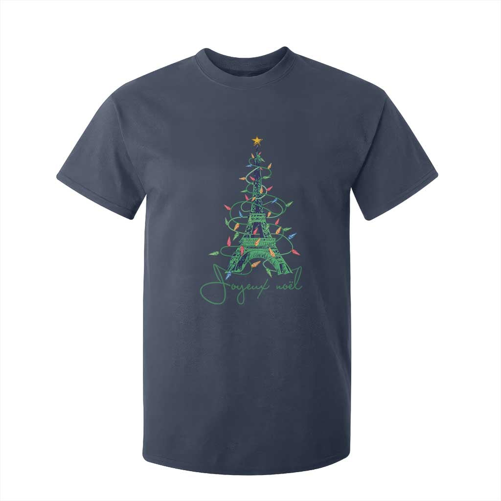 Joyeux Noel Eiffel Tower Christmas Tree T Shirt For Kid TS09 Navy Print Your Wear