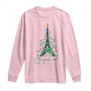 Joyeux Noel Eiffel Tower Christmas Tree Long Sleeve Shirt TS09 Light Pink Print Your Wear