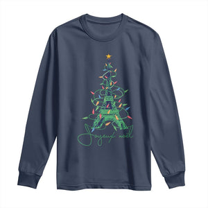 Joyeux Noel Eiffel Tower Christmas Tree Long Sleeve Shirt TS09 Navy Print Your Wear