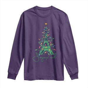 Joyeux Noel Eiffel Tower Christmas Tree Long Sleeve Shirt TS09 Purple Print Your Wear