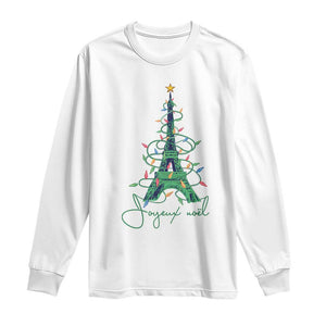 Joyeux Noel Eiffel Tower Christmas Tree Long Sleeve Shirt TS09 White Print Your Wear