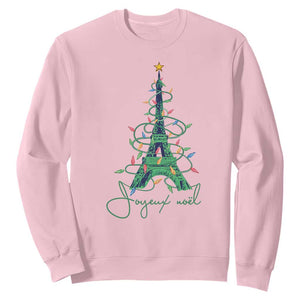 Joyeux Noel Eiffel Tower Christmas Tree Sweatshirt TS09 Light Pink Print Your Wear