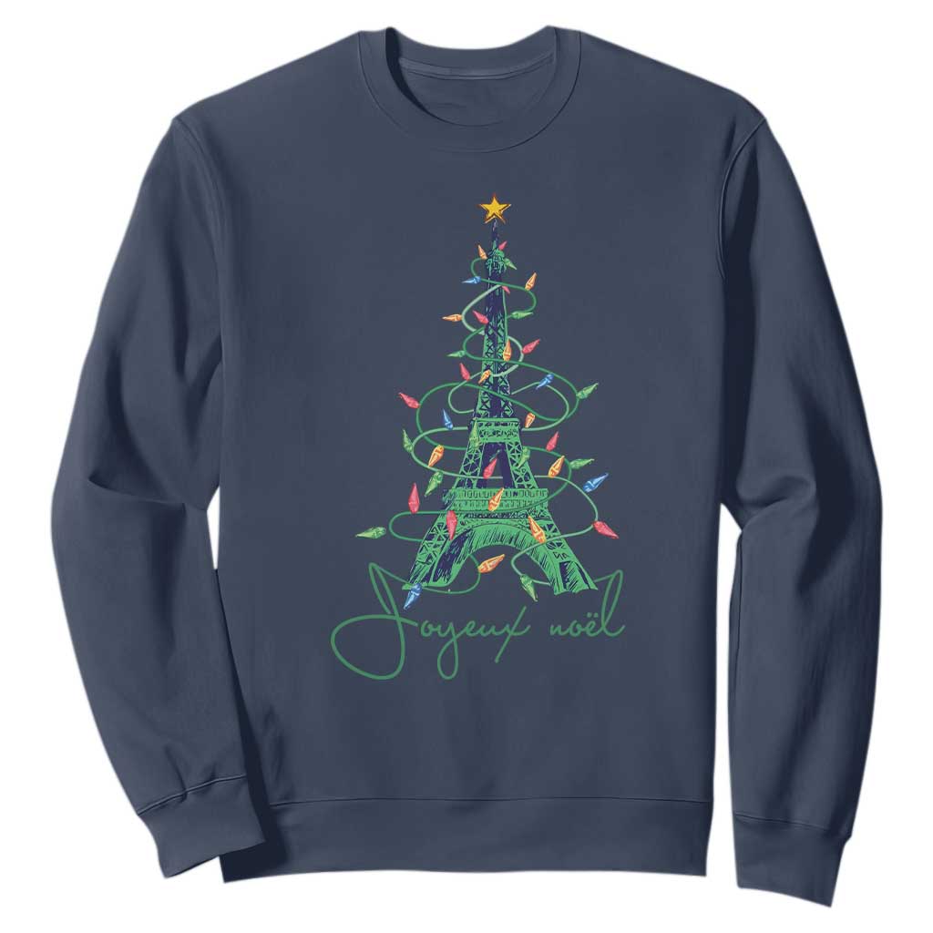 Joyeux Noel Eiffel Tower Christmas Tree Sweatshirt TS09 Navy Print Your Wear