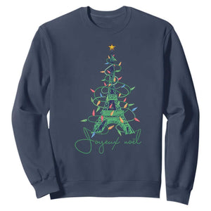 Joyeux Noel Eiffel Tower Christmas Tree Sweatshirt TS09 Navy Print Your Wear