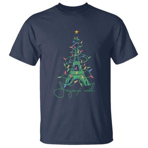 Joyeux Noel Eiffel Tower Christmas Tree T Shirt TS09 Navy Print Your Wear