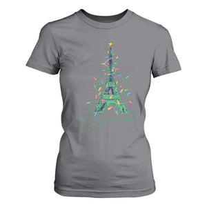 Joyeux Noel Eiffel Tower Christmas Tree T Shirt For Women TS09 Charcoal Print Your Wear