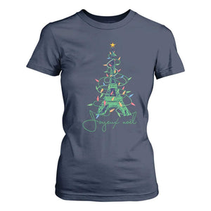 Joyeux Noel Eiffel Tower Christmas Tree T Shirt For Women TS09 Navy Print Your Wear