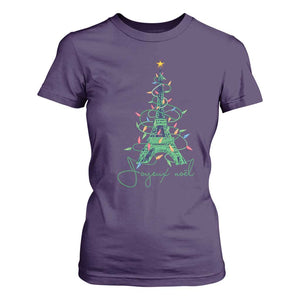 Joyeux Noel Eiffel Tower Christmas Tree T Shirt For Women TS09 Purple Print Your Wear