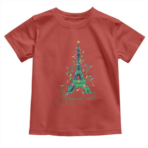 Joyeux Noel Eiffel Tower Christmas Tree Toddler T Shirt TS09 Red Print Your Wear