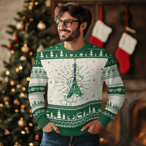 Joyeux Noel Eiffel Tower Christmas Tree Ugly Christmas Sweater TS09 Green Print Your Wear