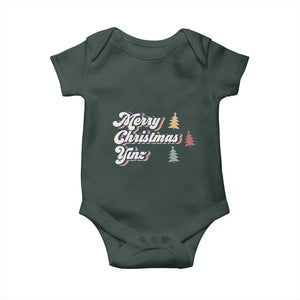 Funny Merry Christmas Yinz Pittsburgh Baby Onesie TS09 Dark Forest Green Print Your Wear