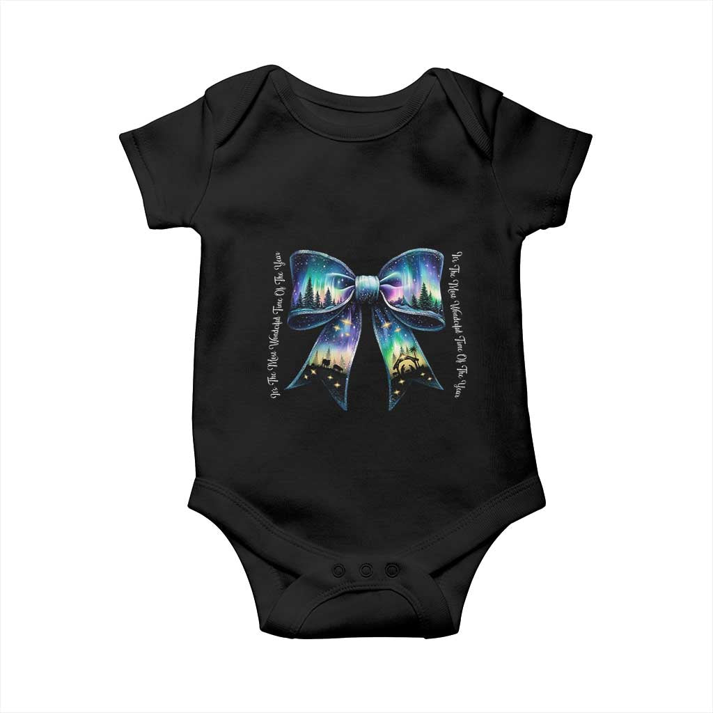 Christmas Alaska Aurora Baby Onesie Christian Most Wonderful Time Of The Year Coquette Bow TS09 Black Print Your Wear