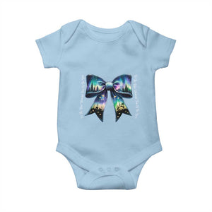 Christmas Alaska Aurora Baby Onesie Christian Most Wonderful Time Of The Year Coquette Bow TS09 Light Blue Print Your Wear