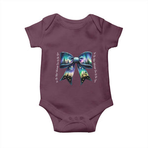 Christmas Alaska Aurora Baby Onesie Christian Most Wonderful Time Of The Year Coquette Bow TS09 Maroon Print Your Wear