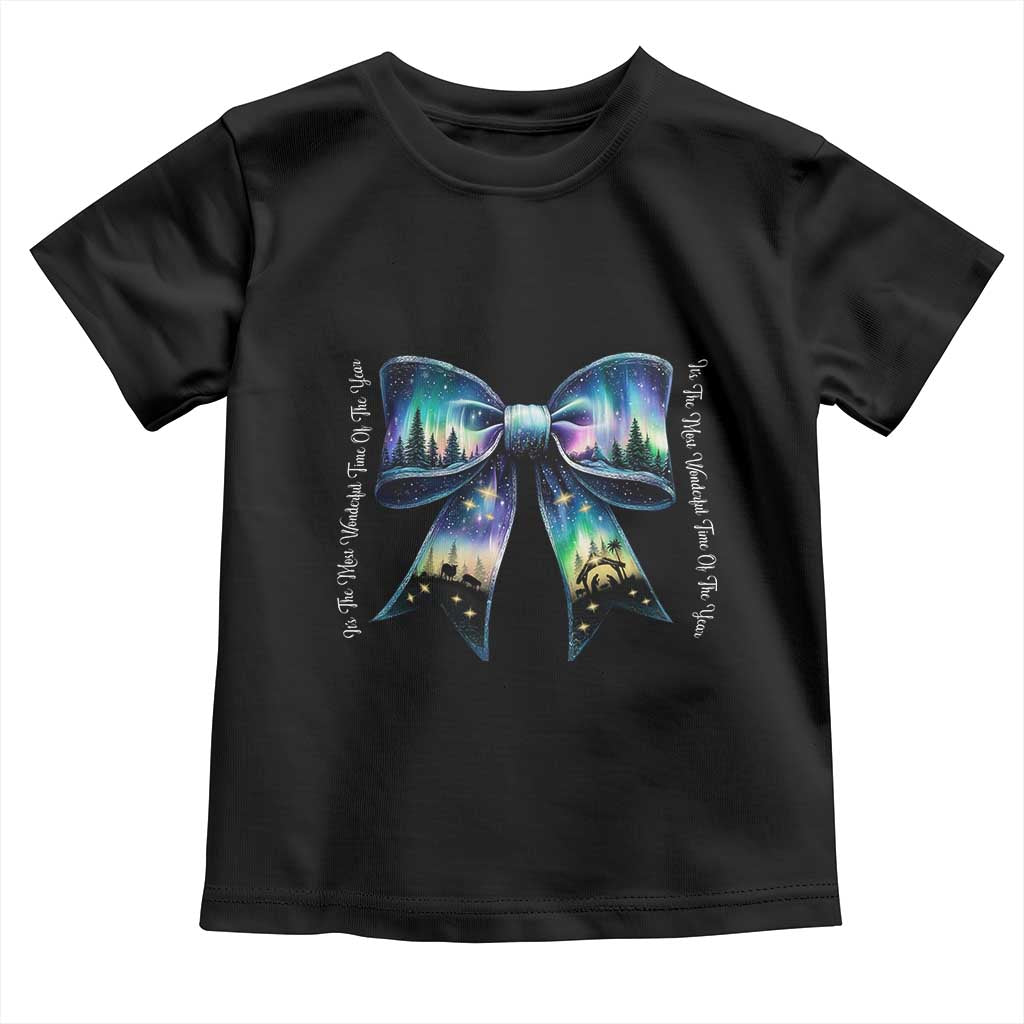 Christmas Alaska Aurora Toddler T Shirt Christian Most Wonderful Time Of The Year Coquette Bow TS09 Black Print Your Wear