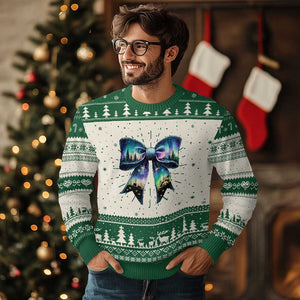 Christmas Alaska Aurora Ugly Christmas Sweater Christian Most Wonderful Time Of The Year Coquette Bow TS09 Green Print Your Wear