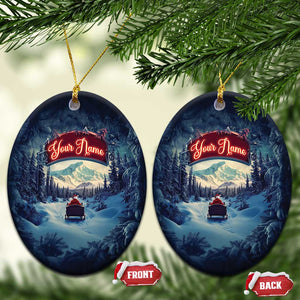 Personalize Santa Sleigh Christmas Ornament Custom Name Winter Snow Season TS09 Oval Navy Print Your Wear