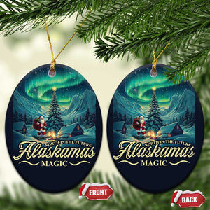 Xmas In Alaska Christmas Ornament Alaskamas Magic Aurora Santa TS09 Oval Navy Print Your Wear